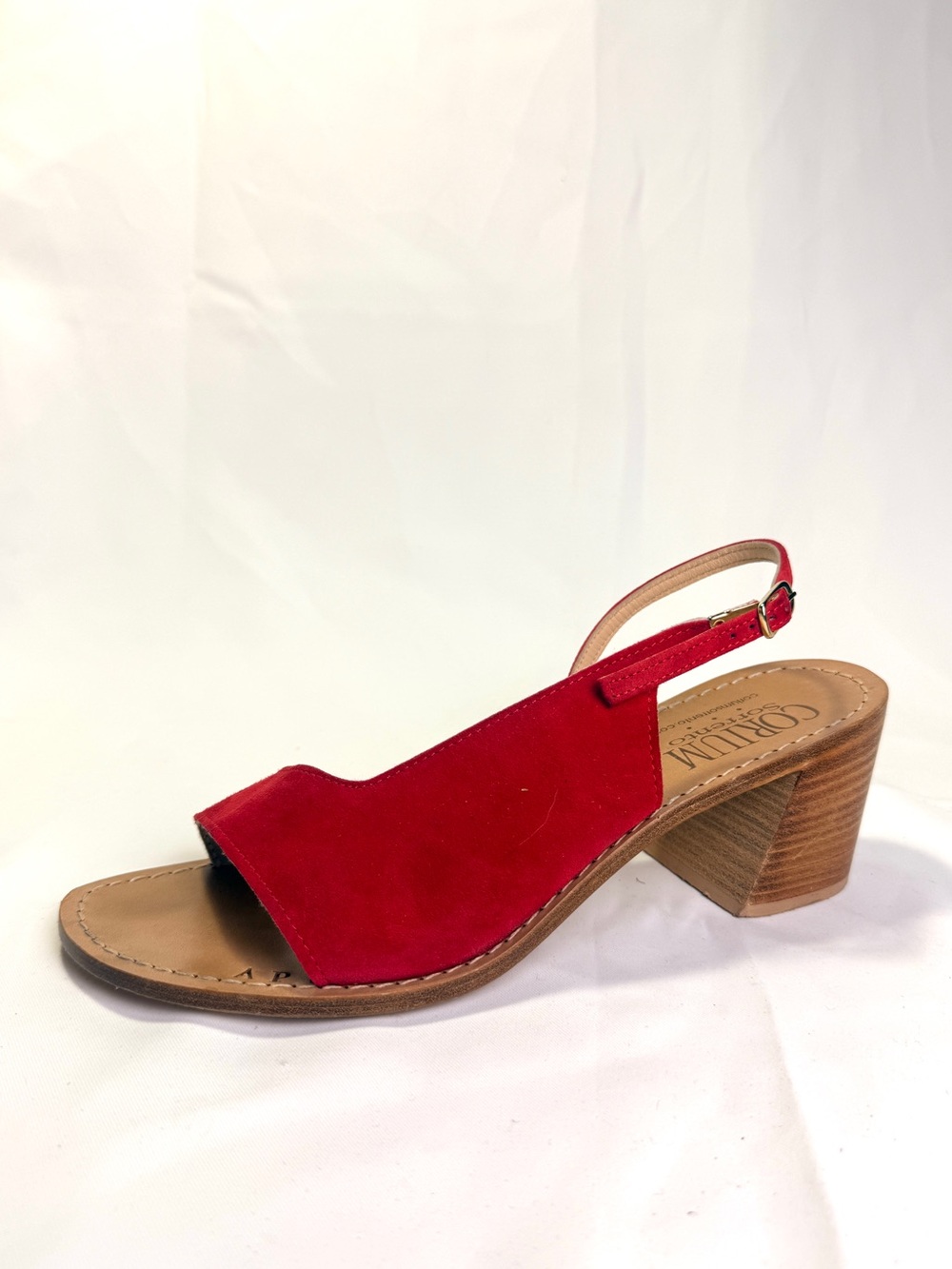 Corium Sorrento Italian Red Leather Sling Back Buckle Heels US 11 EU 42 Italy - Picture 3 of 12